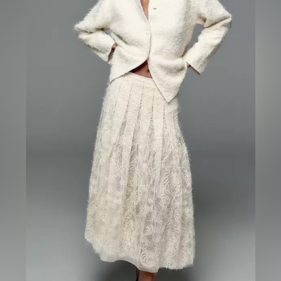 ZARA SEQUIN EMBROIDERED SKIRT - S - Picture 4 of 11